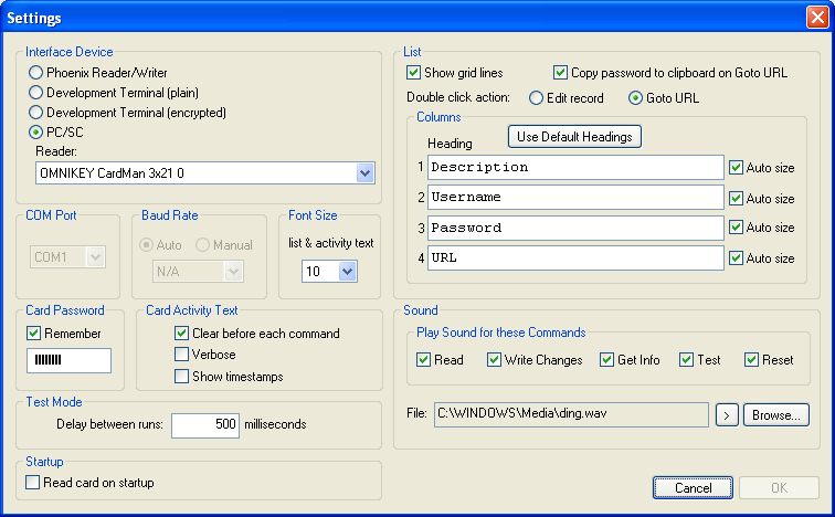 Settings Dialog