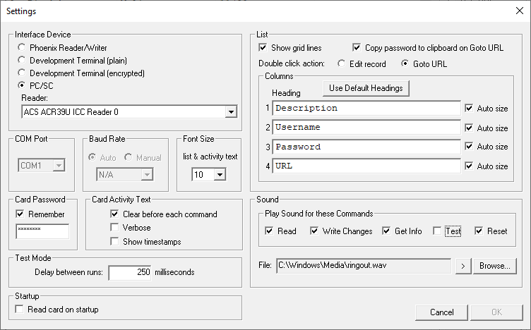 Settings Dialog